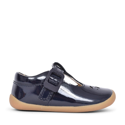 Girls Pre-walker Roamer Star Navy Patent T-bar Shoe In Kids G Fit