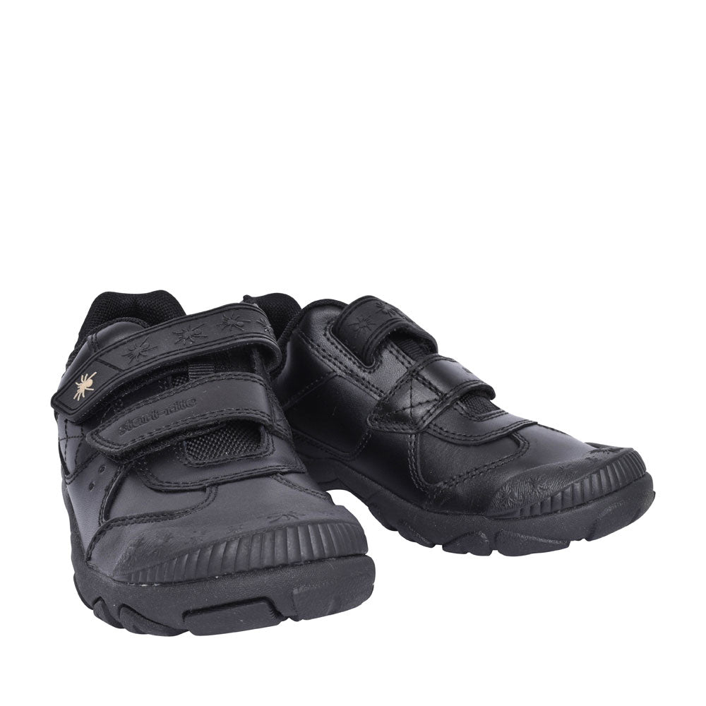 Tarantula Black Leather Velcro Shoe For Boys In Kids F Fit