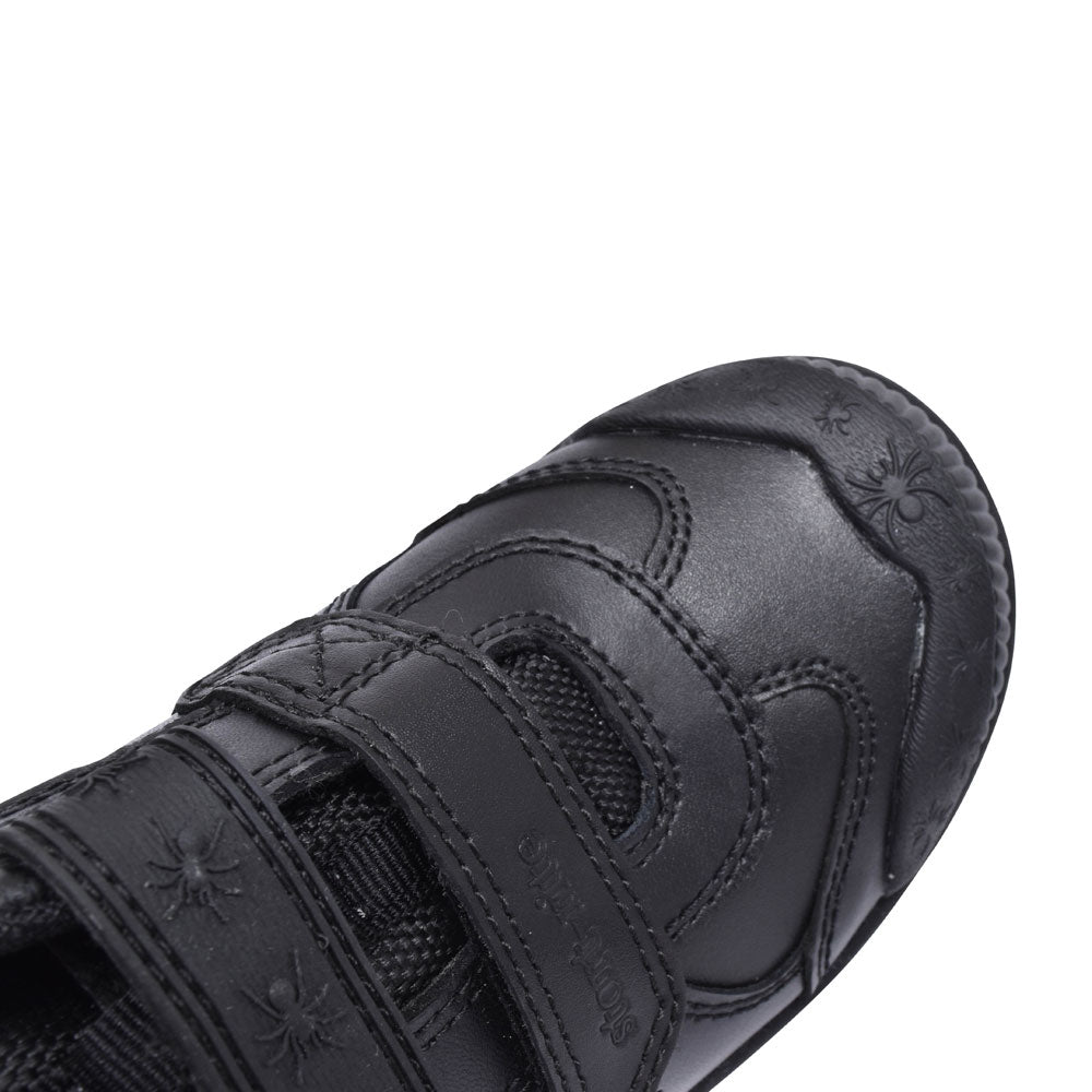 Tarantula Black Leather Velcro Shoe For Boys In Kids G Fit