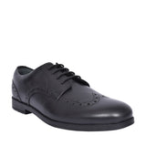 Brogue Pri Black Leather Laced Shoe For Girls In Kids G Fit