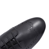 Brogue Pri Black Leather Laced Shoe For Girls In Kids G Fit