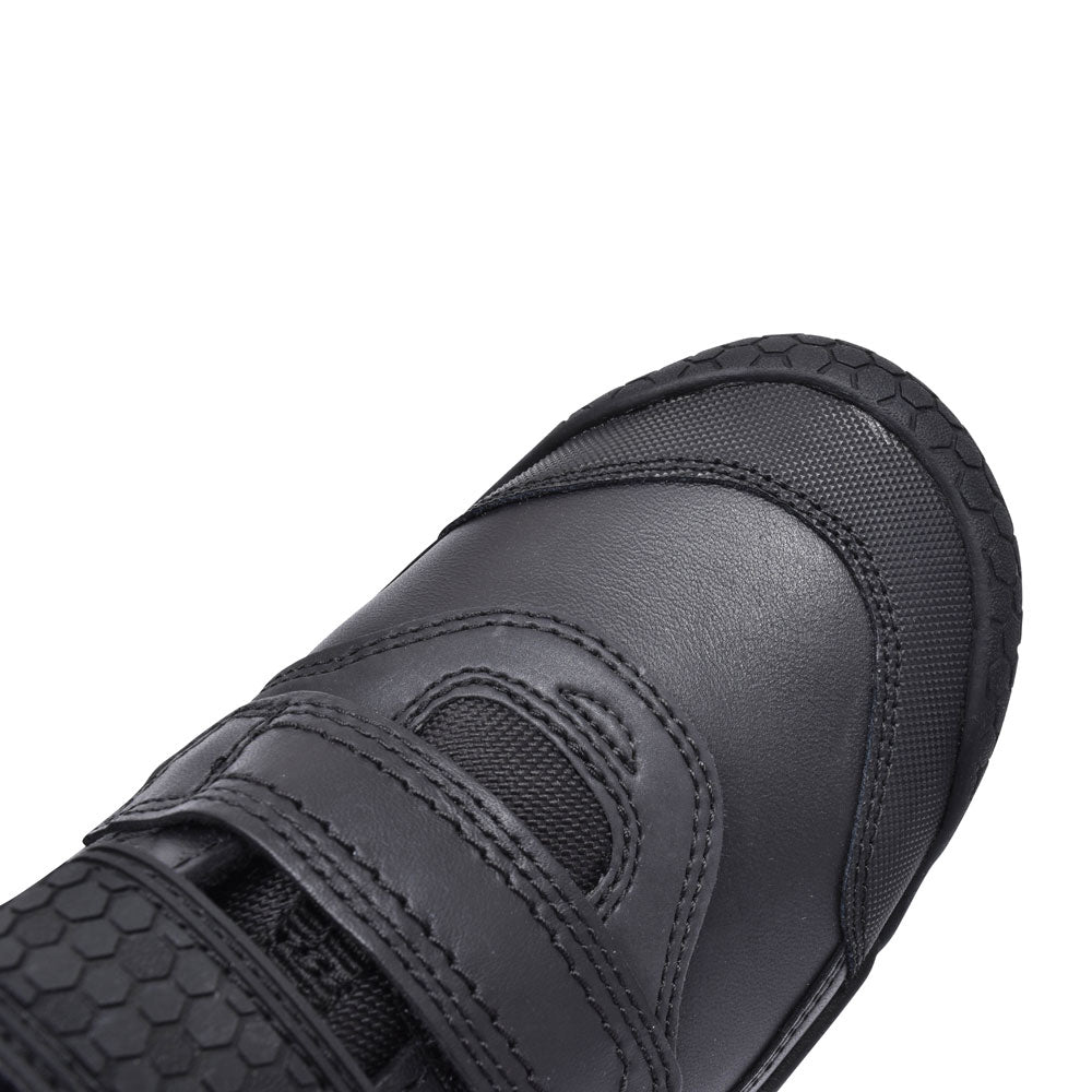 Strike Black Leather Velcro Shoe For Boys In Kids E Fit