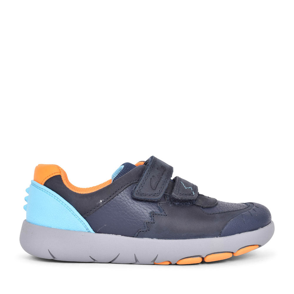 Rex Quest Navy Combi Velcro Shoe For Boys In Kids F Fit