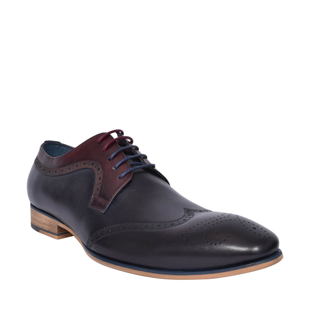 Twickenham Punch Detail Brogue Shoe For Men In Navy
