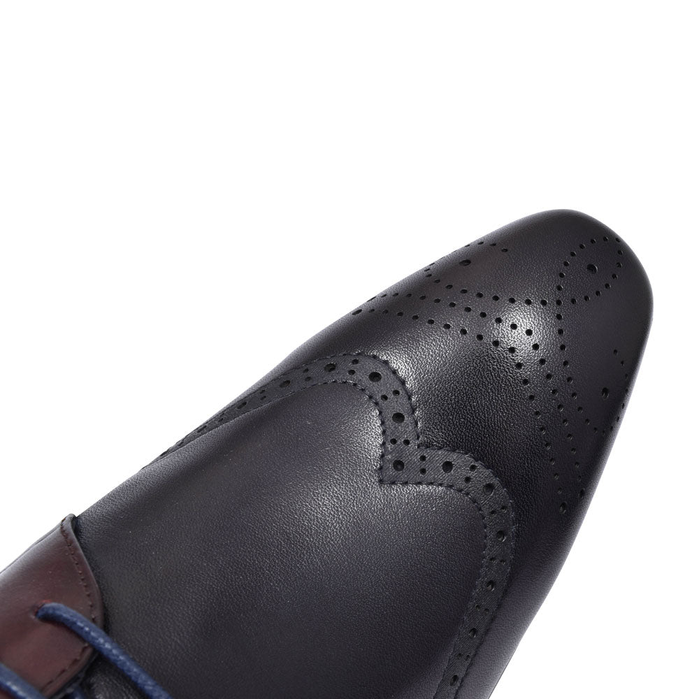 Twickenham Punch Detail Brogue Shoe For Men In Navy
