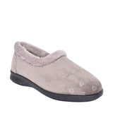 Dudley Extra Wide 2v Slipper For Ladies In Taupe