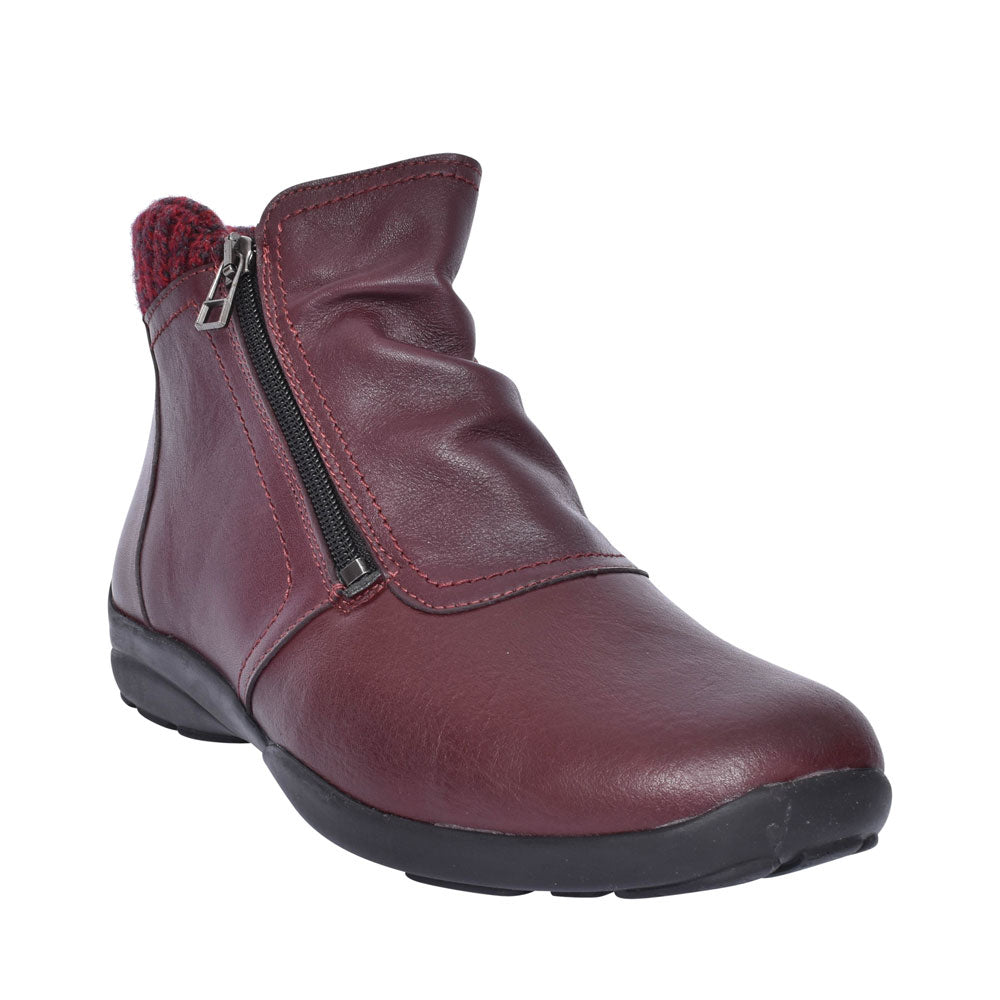 Stoke Extra Wide 2v Ankle Boot For Ladies In Burgandy