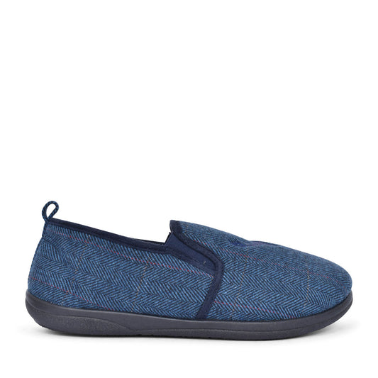 Mens Huntsman Wide Fit Slipper  In Navy