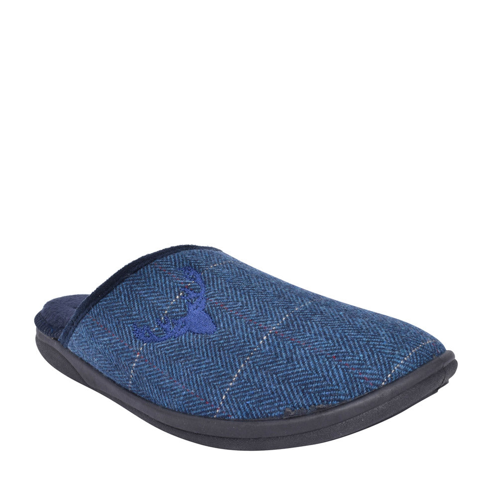 Mens 490 Stag Wide Fit Mule Slipper In Navy