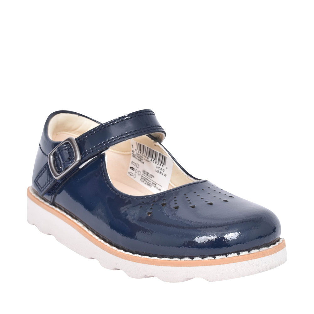 Girls Toddler Crown Jump Navy Patent Leather Shoe In Kids G Fit