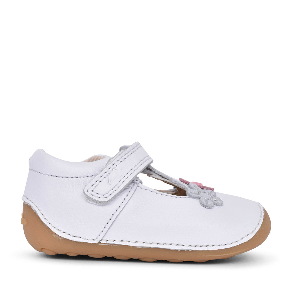 Girls Pre-walker Tiny Sun White Leather Shoe In Kids G Fit