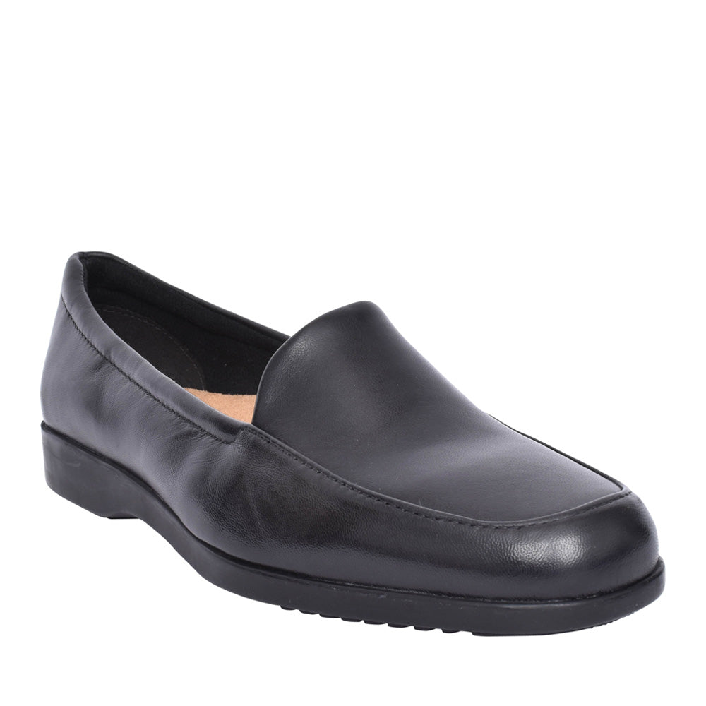 Ladies Georgia Leather E-fit Slip-on Shoe In Black