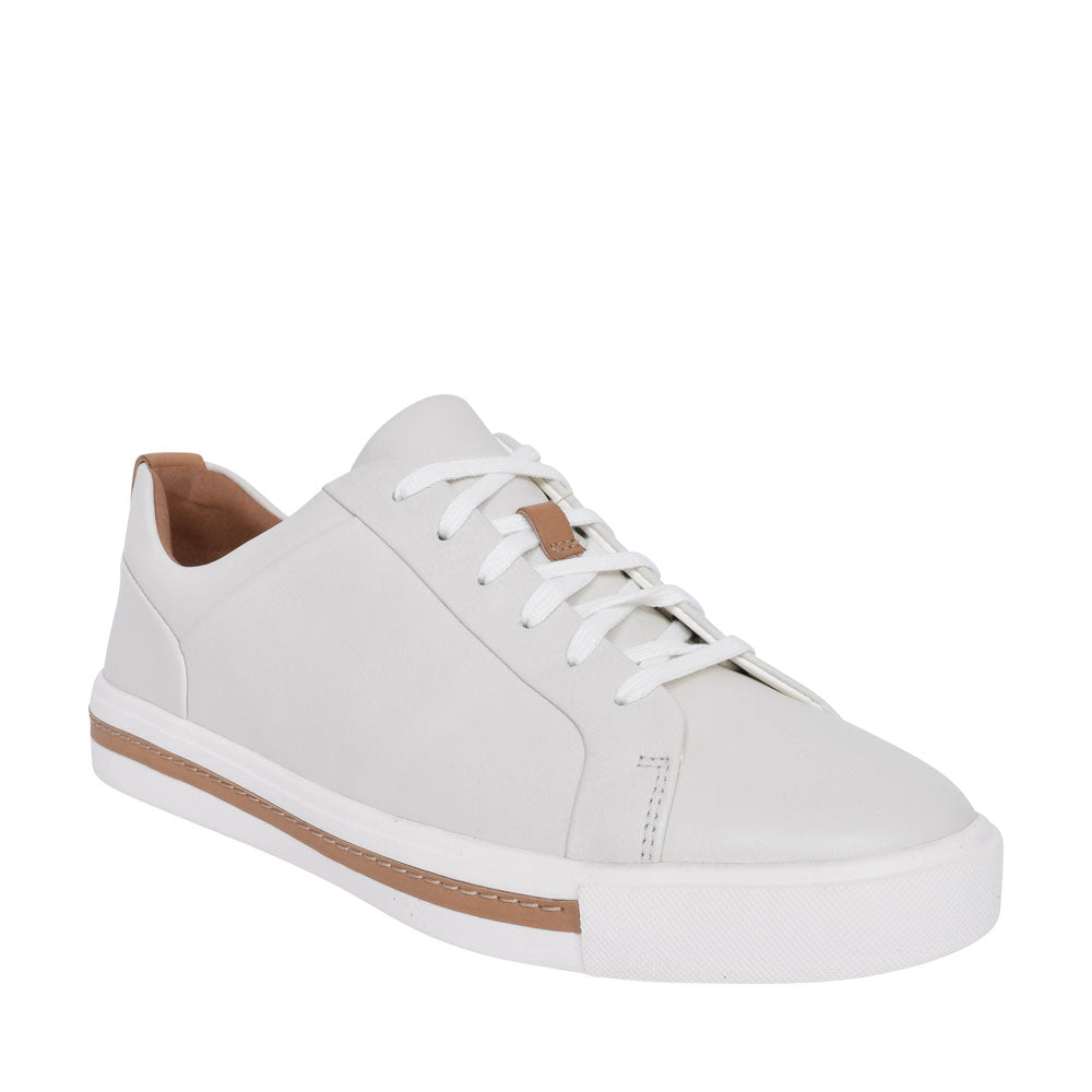 Un Maui Lace Leather D Fit Laced Trainer For Ladies In White