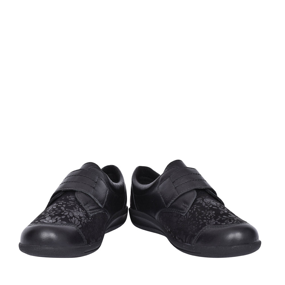 Ladies 68182d  Royston 2v Wide Fit Casual Velcro Shoe In Black