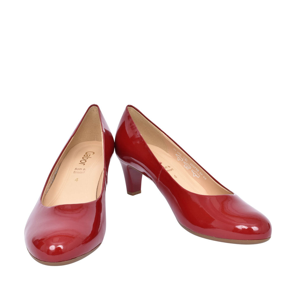 Ladies 400 Medium Heel Patent Court Shoe In Red