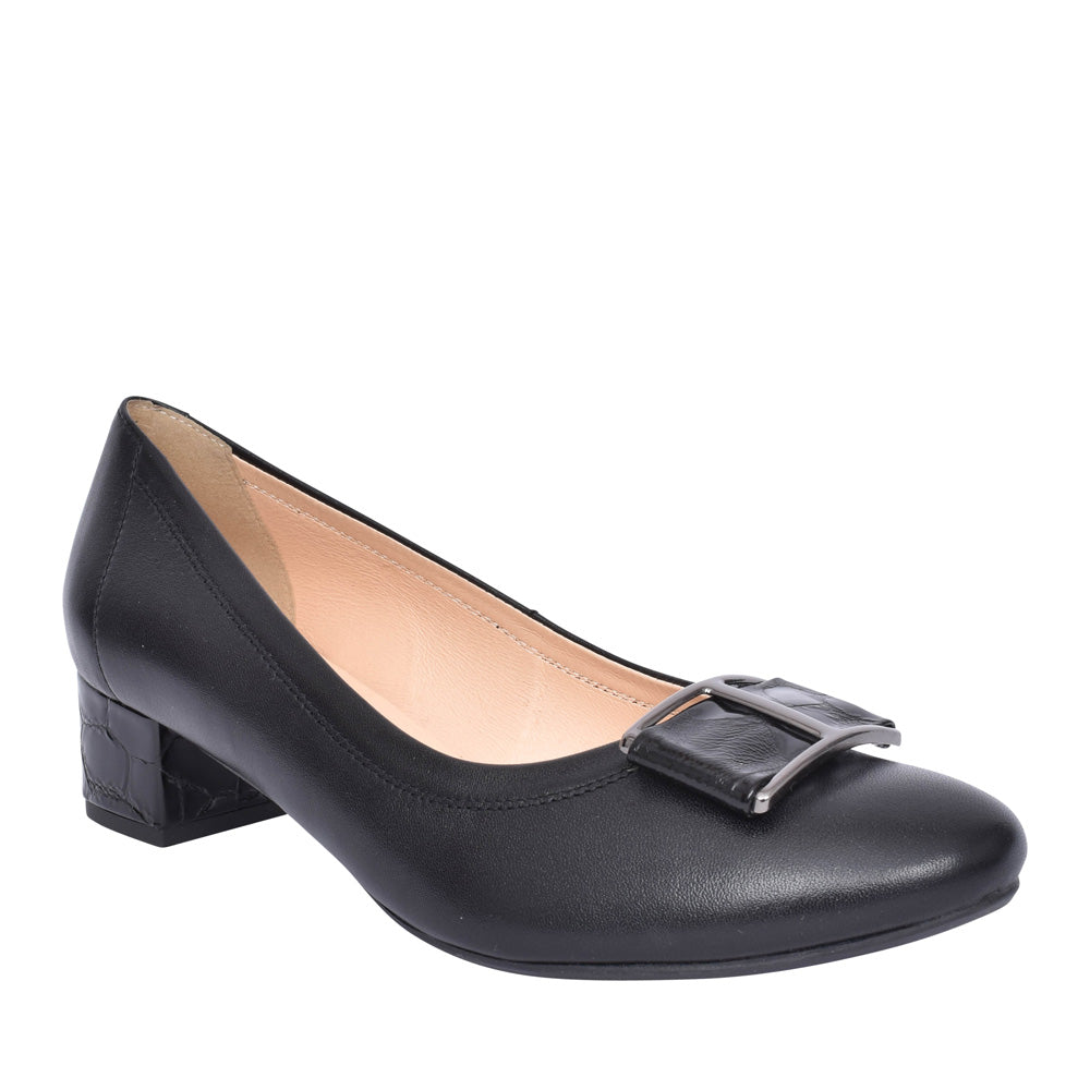 Ladies 5632 G-fit Low Heel Court Shoe In Black