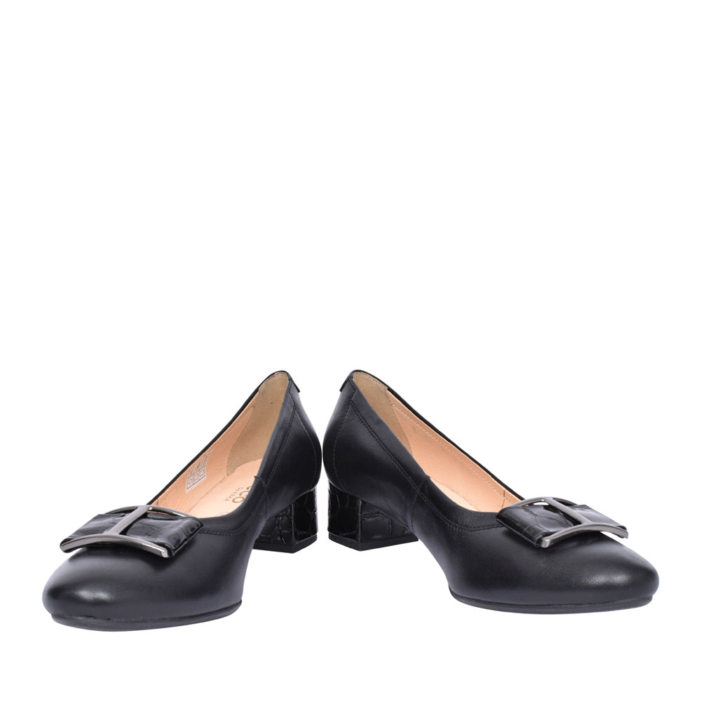 Ladies 5632 G-fit Low Heel Court Shoe In Black