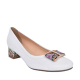 Ladies 5632 G-fit Low Heel Court Shoe  In White