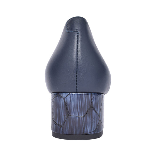 Ladies 5632 G-fit Low Heel Court Shoe For Ladies In Navy Croc
