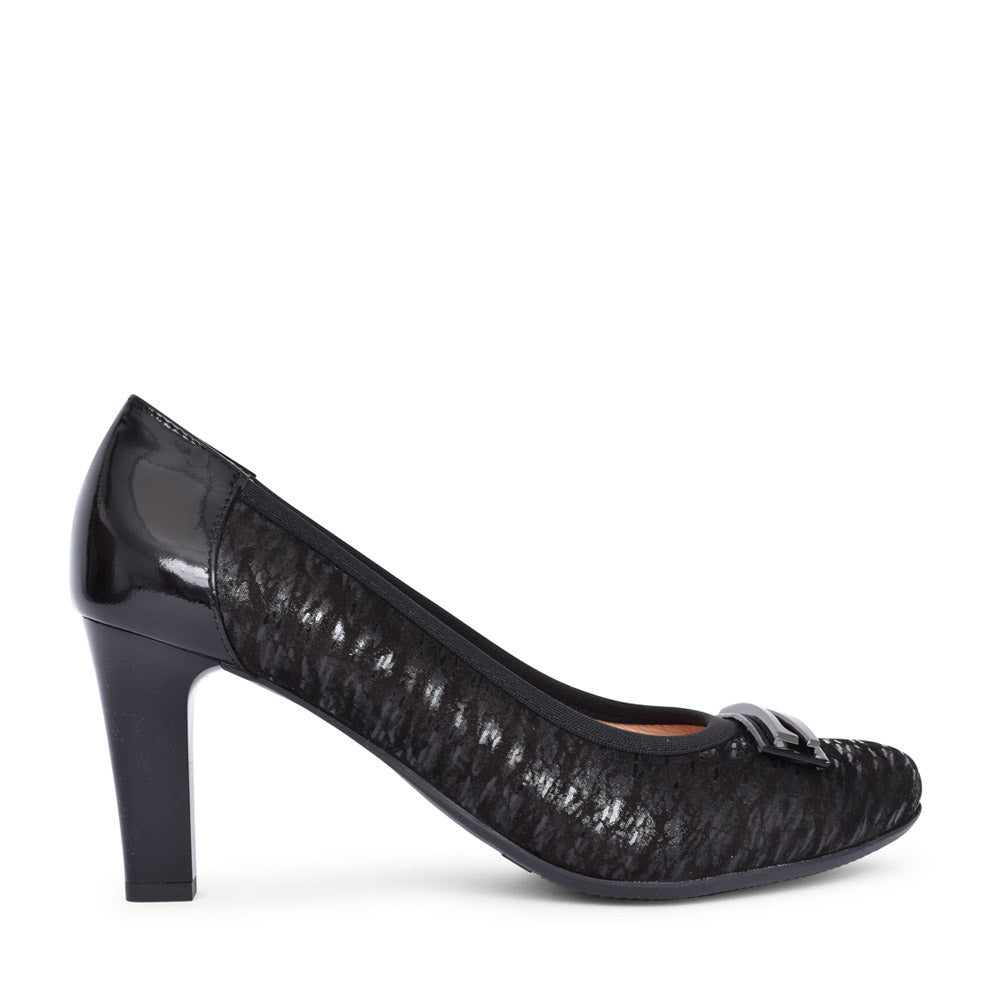 Ladies 5402 G-fit Medium Heel Court Shoe In Black