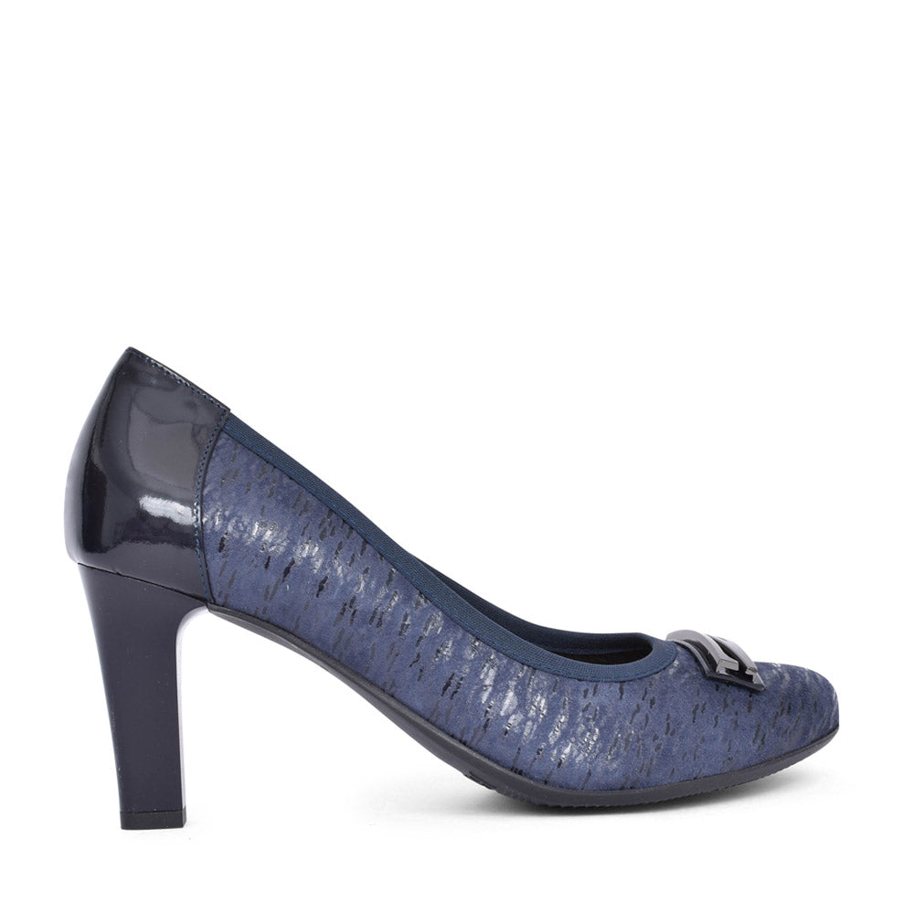 Ladies 5402 G-fit Medium Heel Court Shoe In Navy