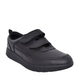Boys Scape Flare Black Leather Velcro Shoe In Kids G Fit