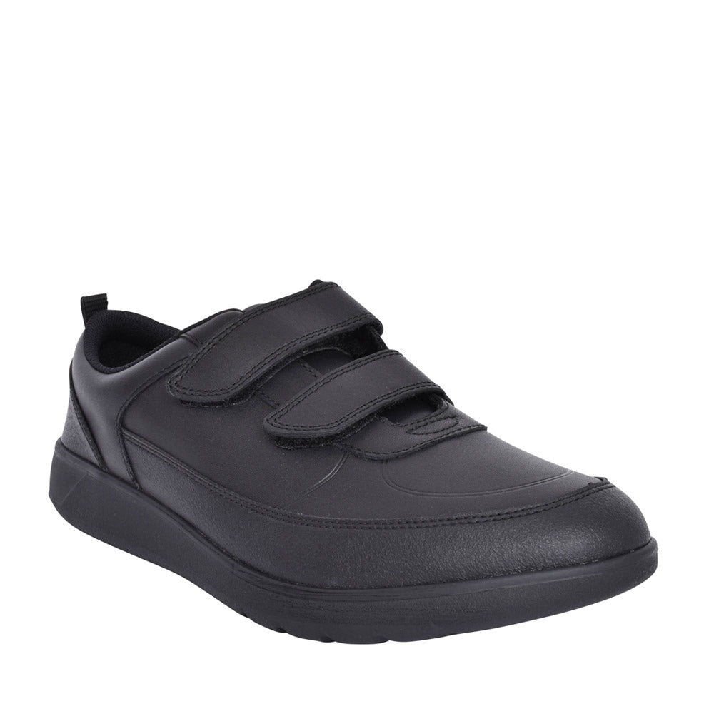 Boys Scape Flare Black Leather Velcro Shoe In Kids H Fit