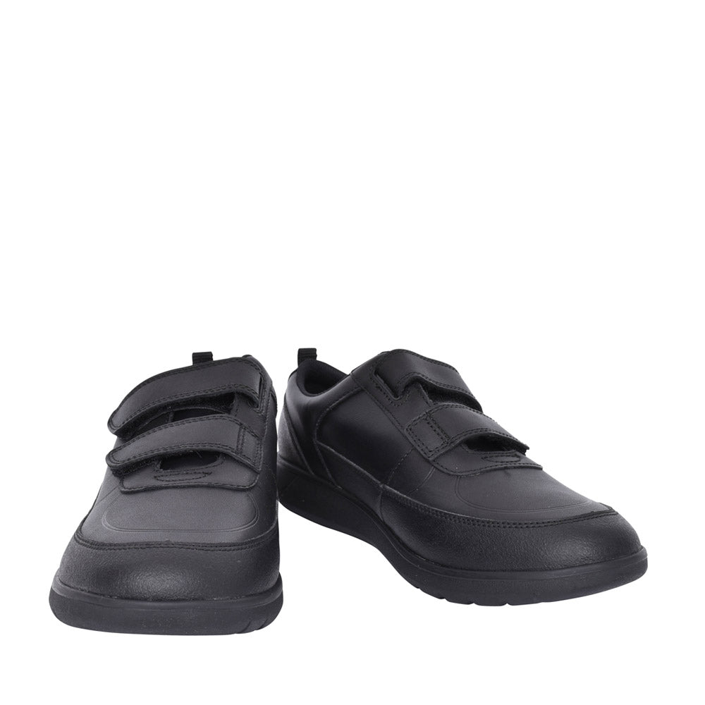 Boys Scape Flare Black Leather Velcro Shoe In Kids H Fit