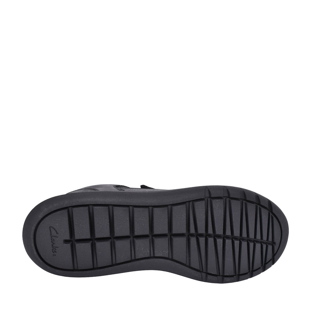 Boys Scape Flare Black Leather Velcro Shoe In Kids H Fit