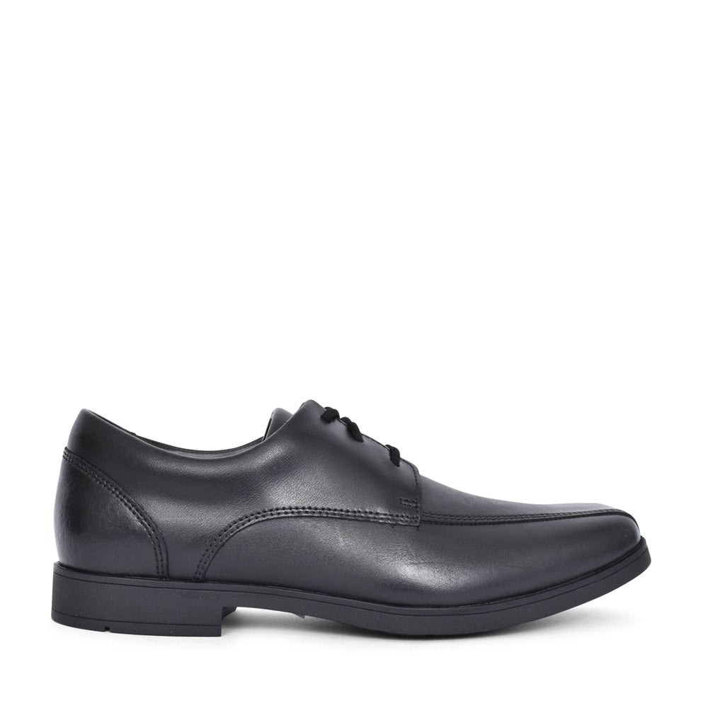 Boys Scala Step Black Leather Laced Shoe In Kids F Fit