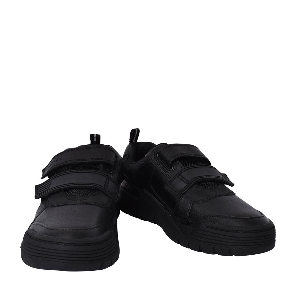 Boys Scooter Speed Black Leather Velcro Shoe In Kids E Fit
