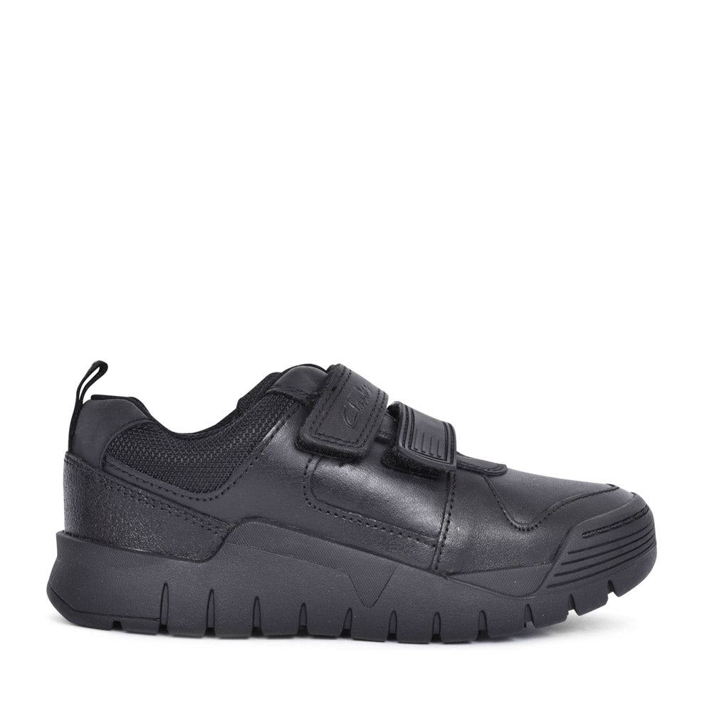 Boys Scooter Speed Black Leather Velcro Shoe In Kids F Fit