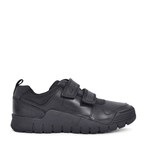 Boys Scooter Speed Black Leather Velcro Shoe In Kids G Fit