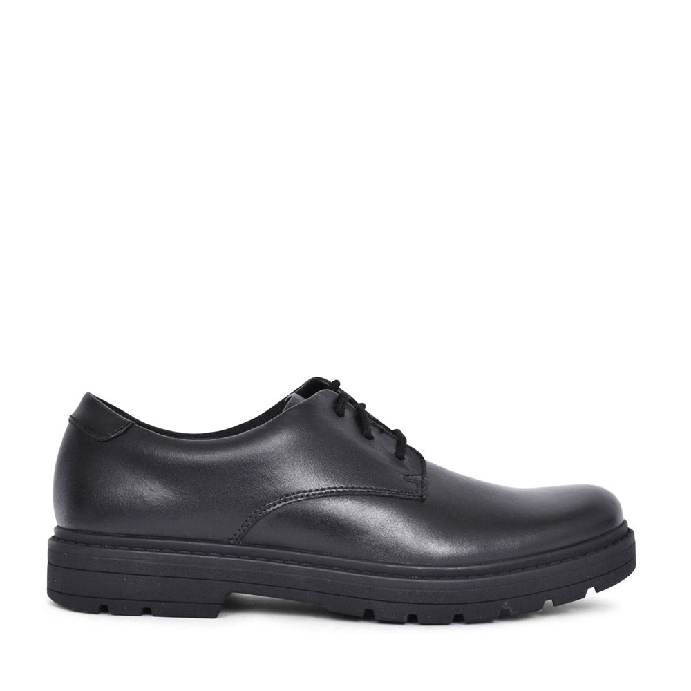 Boys Loxhamderby Black Leather Laced Shoe In Kids F Fit