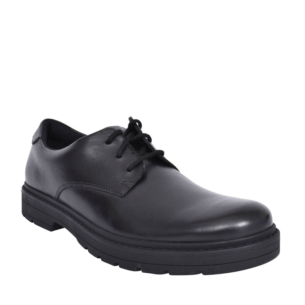 Boys Loxhamderby Black Leather Laced Shoe In Kids G Fit
