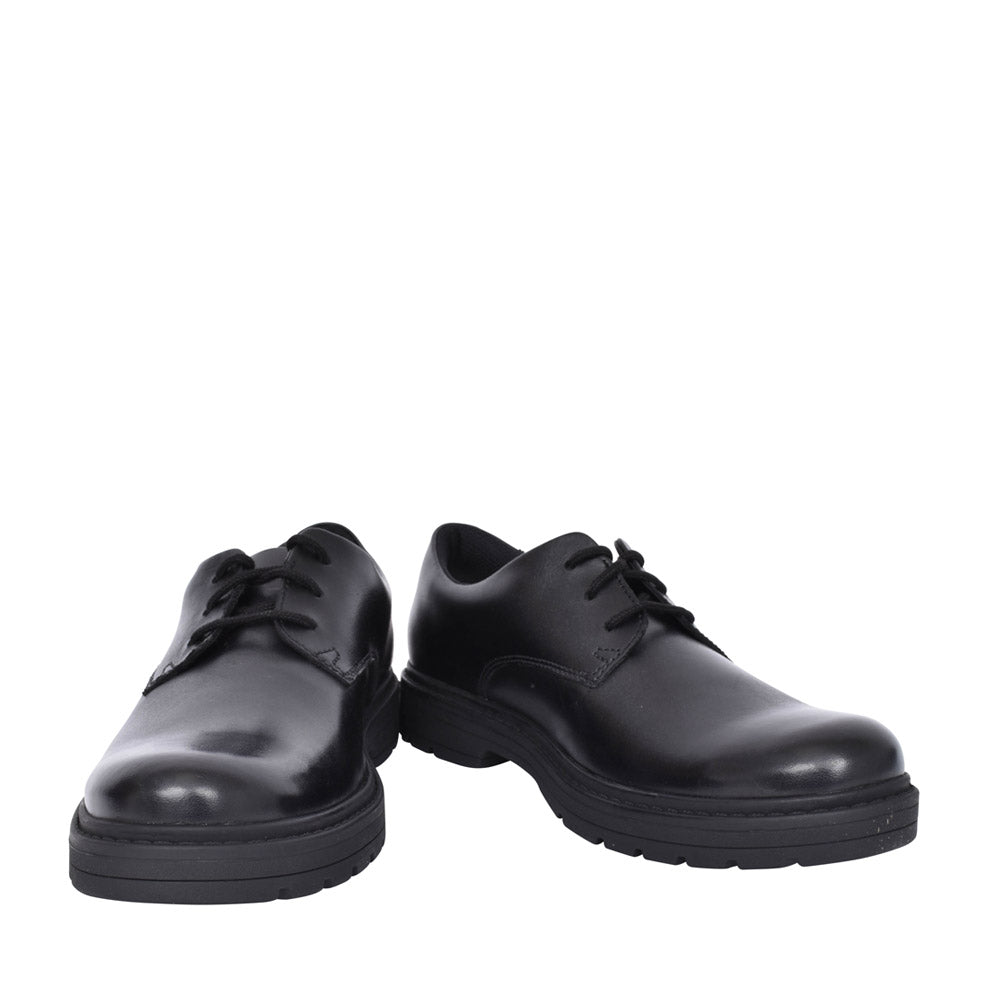Boys Loxhamderby Black Leather Laced Shoe In Kids G Fit