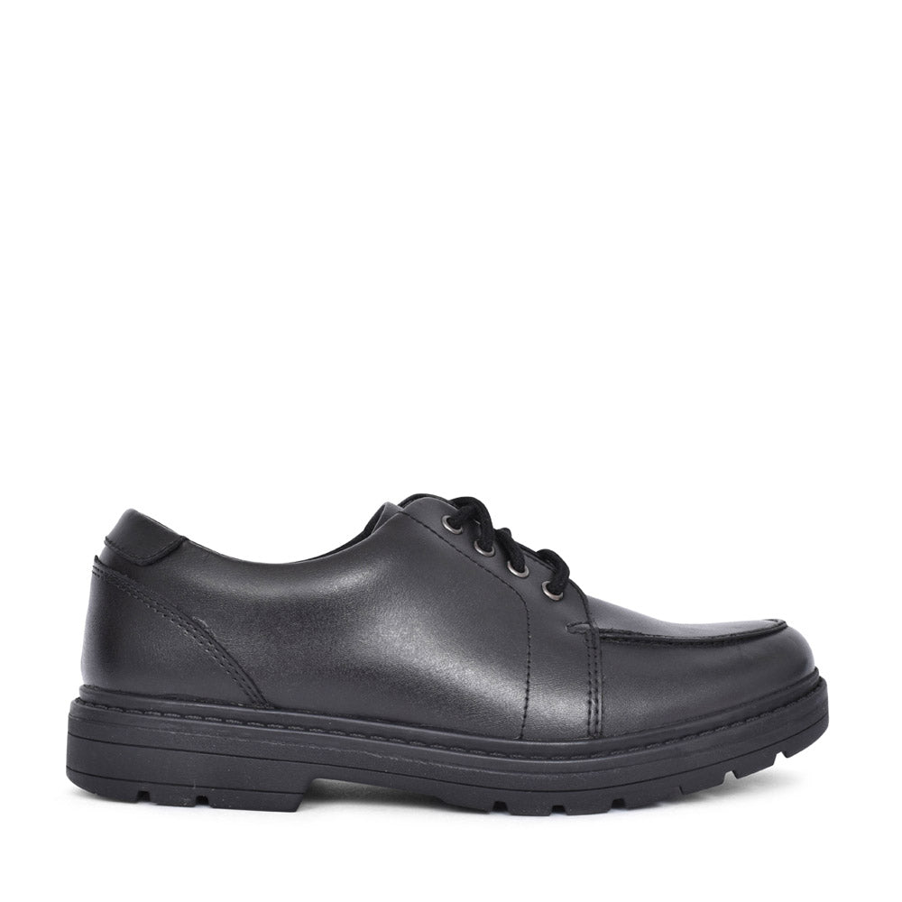 Boys Loxham Pace Black Leather Laced Shoe In Kids F Fit