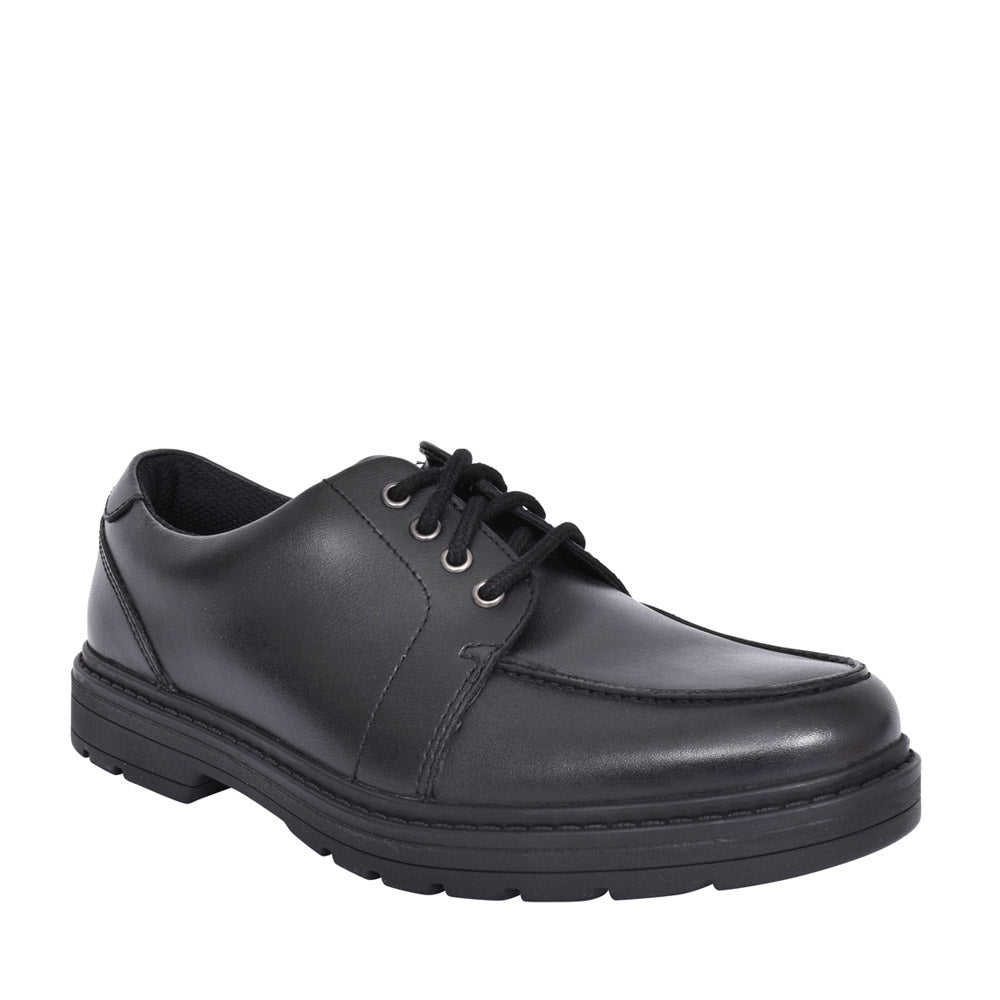 Boys Loxham Pace Black Leather Laced Shoe In Kids F Fit