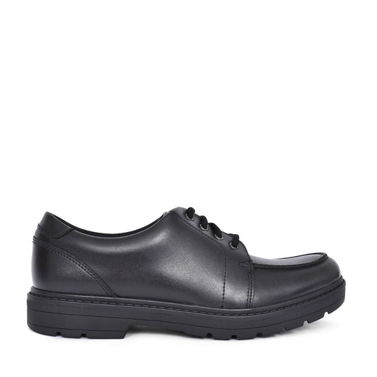 Boys Loxham Pace Black Leather Laced Shoe In Kids F Fit