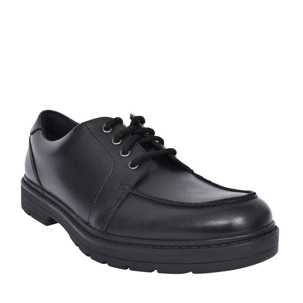 Boys Loxham Pace Black Leather Laced Shoe In Kids F Fit