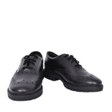 Girls Loxham Brogue Black Leather Laced Brogue Shoe In Kids G Fit