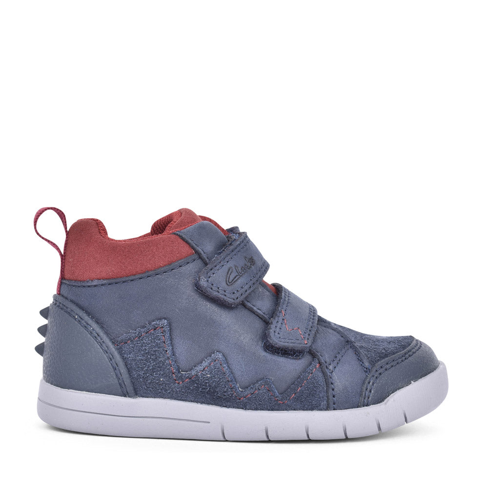 Boys Rex Park Navy Leather Velcro Boot In Kids G Fit