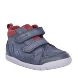 Boys Rex Park Navy Leather Velcro Boot In Kids G Fit