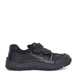 Boys Luke Black Leather Velcro Shoe In Kids F Fit
