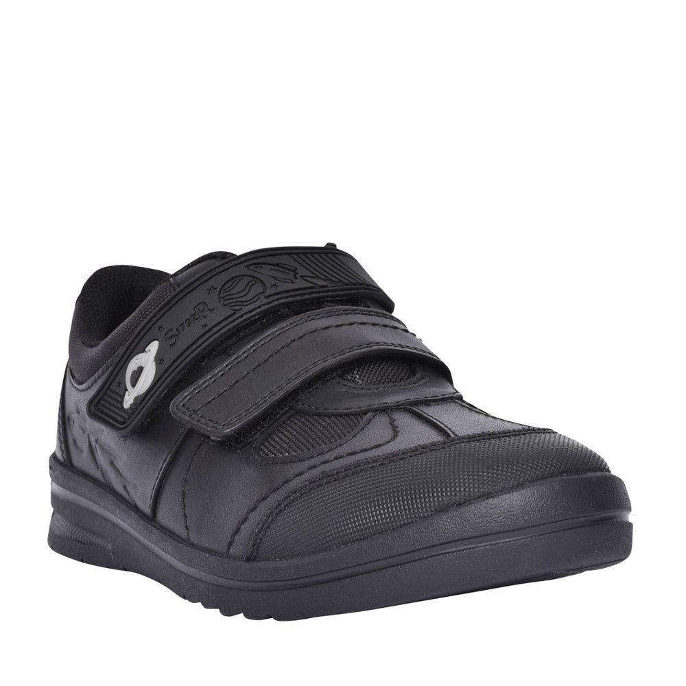 Boys Rocket Black Leather Shoe In Kids H Fit