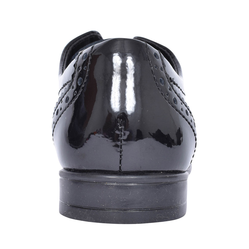 Girls Matilda Laced M Fit Brogue Shoe In Blk Patent