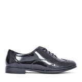 Girls Matilda Laced W Fit Brogue Shoe In Blk Patent