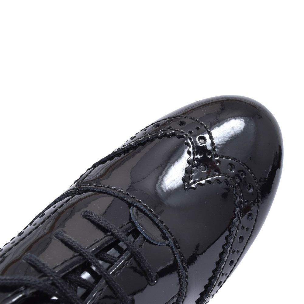 Girls Matilda Laced W Fit Brogue Shoe In Blk Patent