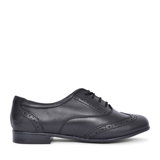 Girls Matilda Laced W Fit Brogue Shoe In Blk Leather