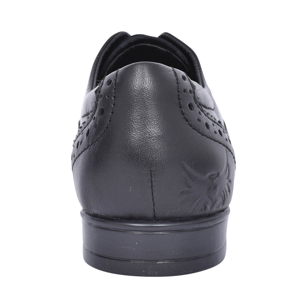 Girls Matilda Laced W Fit Brogue Shoe In Blk Leather